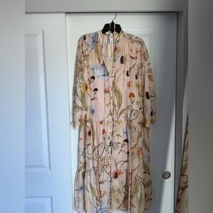 H&M Floral Long Sleeve Dress - Cream and Multicolor